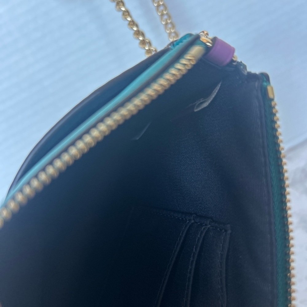 Coach PoppyColorblock Signature Crossbody with Teal, Mustard and Pink Accents - Picture 5 of 7